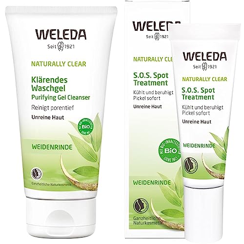 Weleda Gel Limpiador Purificante 1x 100 Ml Tratamiento Sos Antiimperfecciones, Gel Que Corrige Imperfecciones Y Granitos, Con Corteza De Sauce, Vegano, Apta Para Piel Mixta O Grasa - 10 Ml
