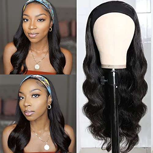 JOEDIR LUX 16 Inch Headband Wig Human Hair loose Wave Headband Wigs for Black Women Glueless Brazilian Virgin Hair None Lace Front Wigs Machine Made Headband Wigs 150% Density