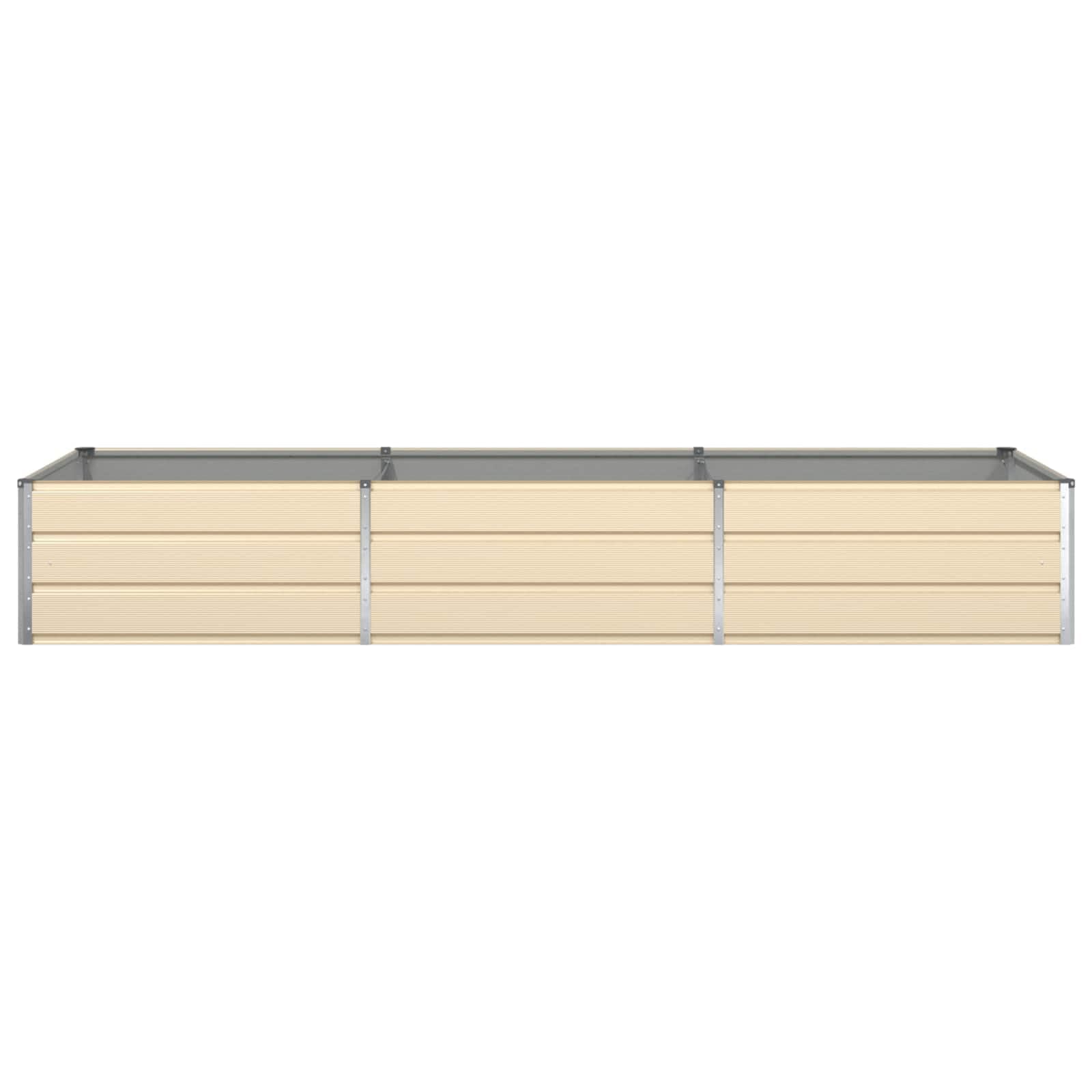 Macetero marfil 290 x 100 x 45 cm, bancal alto de acero galvanizado para jardín y terraza, gran jardinera impermeable para flores y hierbas, diseño moderno