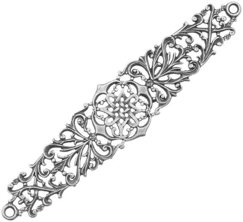 Antiqued Silver Plated Ornate Celtic Connector Link 64mm (1)