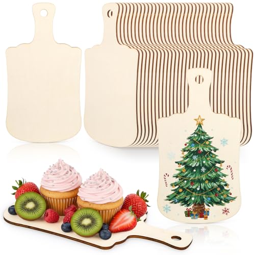 Set de 36 mini tablas de cortar de madera con mango miniatura 6