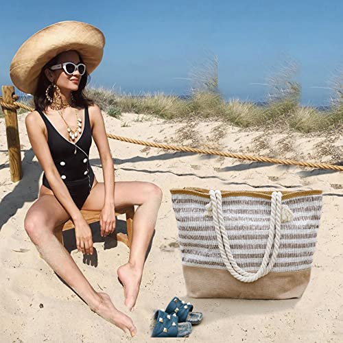 utop Large Beach bag for Women Straw Beach Tote Bags Cotton Rope Handles Durable Lightweight with Large Capacity Bags2