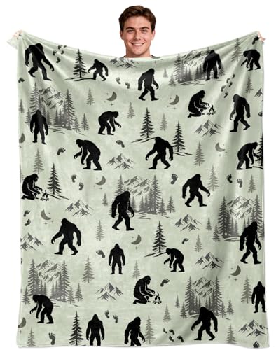 Eixiders Bigfoot Blanket Gifts for Men Women Adults Plush Cozy Flannel Sasquatch Stuff Throw Blanket Big Foot Lovers Gifts for Birthday Decor Sofa Living Room Travel 50X40
