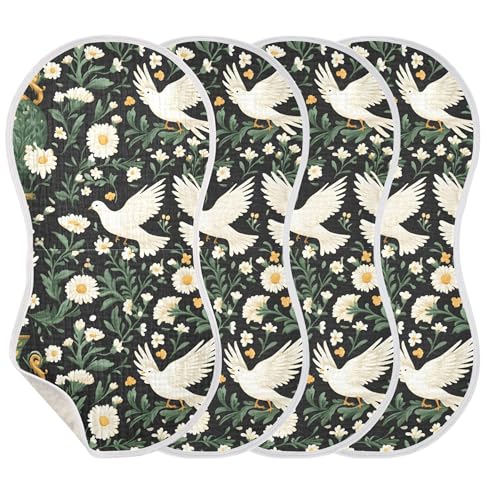 xigua White Doves Muslin Baby Burp Cloths Set of 1, Super Soft & Absorbent Burping Rags, Cotton Burp Clothes Shower Gift for Newborn, Baby Girls and Boys3