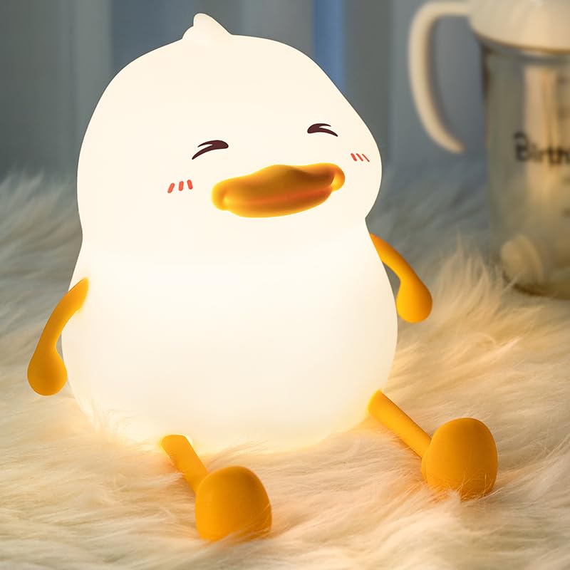 Image of LED Cute Duck Night Light, Duck Silicone Baby Night Light, Rechargeable Table Lamp, Bedside Lamp with Touch Sensor for Bedroom, Living Room, 3 Dimmable Functions