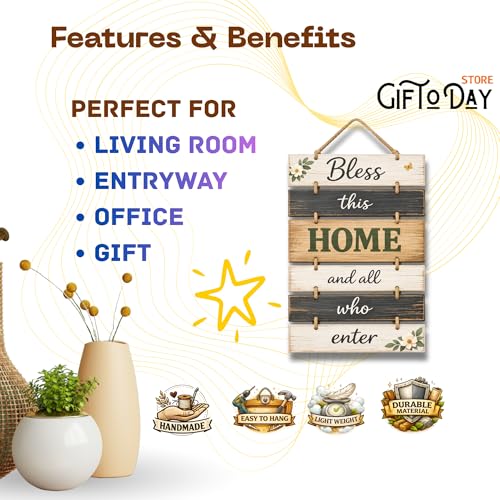 Image of GiftOday Wooden Wall Hanging for Home & Kitchen Decor | Inspirational & Decorative Wall Art for Living Room, Bedroom, Kitchen & Office | Modern Rustic MDF Wall Hanging Ornament