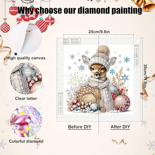 Image of Tontut Diamond Painting Kit for Adult Beginners, Snowflake Animals 5D Special Diamond DIY Crystal Rhinestone Crafts for Home Wall Decoration