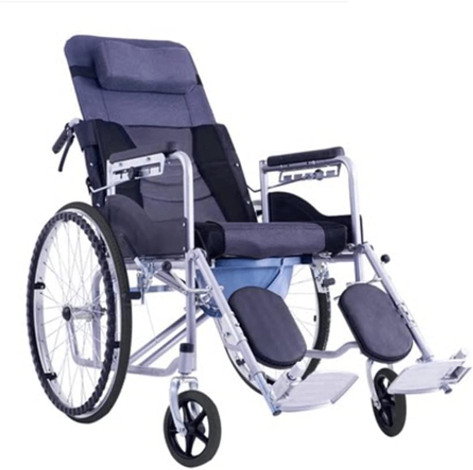 HUYNG Recliner Folding Wheelchair Flip Back with Elevating Legrests