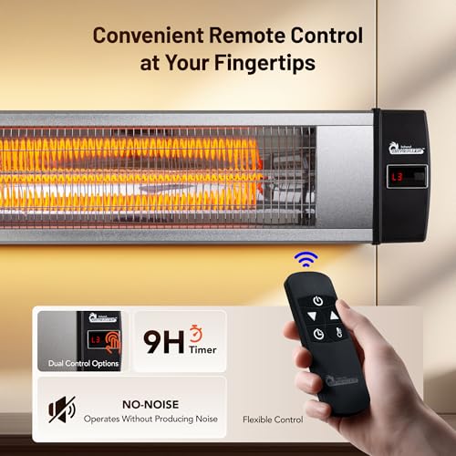 Image of Dr Infrared Heater Carbon Infrared Patio Heater, Indoor and Outdoor (120V / 1500W, Silver)