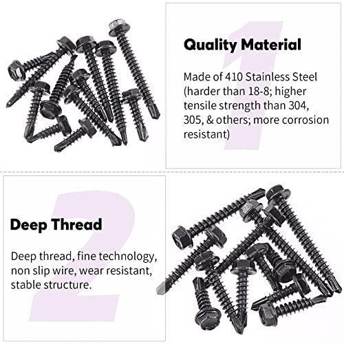 Kit Tornillos Autoperforantes Acero Inoxidable #8 Hexagonal 235 Pcs miniatura 3