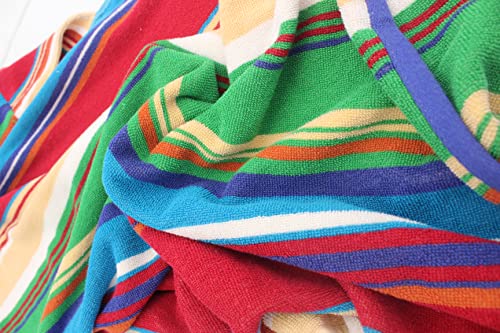 Original Kids Hooded Bath Towel Wrap - 100% Cotton Terry Large Oversized Hooded Kids Towel - Toddler Shower Pool Beach Towel - Super Soft Plush Absorbent Quick Dry Easy Care Gift -30X60- Stripes Multi #TOP6