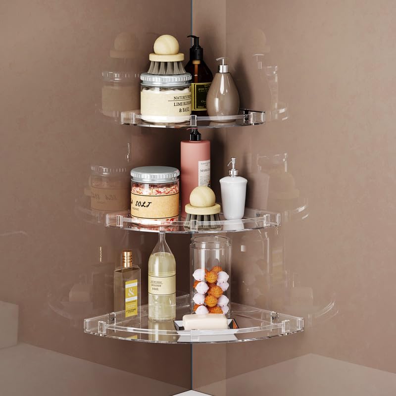GLOXY Unbreakable Multipurpose Transparent ABS Acrylic Bathroom Corner Organizer Wall Shelf for Bathroom & Living Room (3 Pieces Set, Size:- 7 inch, 9 Inch, 11 Inch) (B0CW5LYVKH) Amazon Price History, Amazon Price Tracker