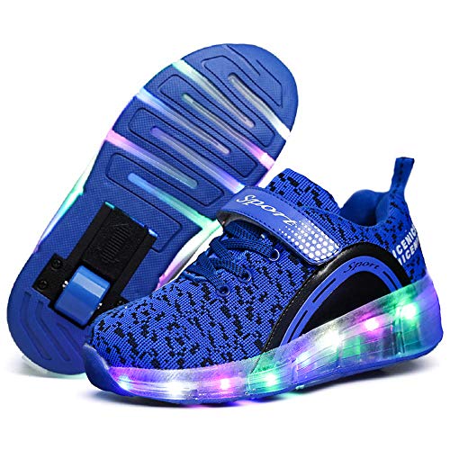 Qneic LED Light Up Kids Roller Skate Shoes for Girls Boys with Single Wheel Sneaker Shoes (11.5 Little Kid / EU28 ; Blue) Qneic LED Light Up Kids Roller Skate Shoes for Girls Boys with Single Wheel Sneaker Shoes (11.5 Little Kid / EU28 ; Blue)