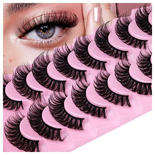 wiwoseo Lashes Extension Strip Hybrid Eyelashes Thick Volume Natural False Eyelashes Fluffy Mink Lashes 3D Wispy Fiber Russian Strip lashes D Curl 10 Pairs Pack