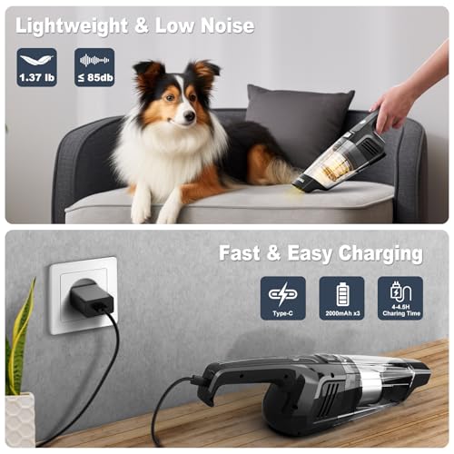 Image of TROIZO Handheld Vacuum Cordless, 14500PA Powerful Suction Hand Held Vacuum Cleaner with Brushless Motor, Rechargeable and Portable Car Vacuum for Home Office Car Pet