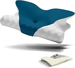RENPHO Nackenkissen zur Unterstützung der Halswirbelsäule, Geschenke für Frauen, Ergonomisches Memory Foam Kopfkissen mit 2 kühlenden Kissenbezügen, Orthopädisches Kissen für Erwachsene