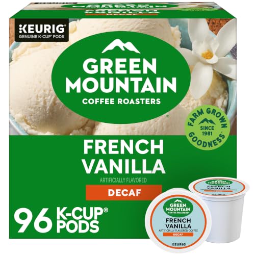 Image of Green Mountain Coffee Roasters French Vanilla Decaf, Single-Serve Keurig K-Cup Pods, Flavored Light Roast Coffee Pods, 96 Count