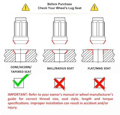 White Knight 3807BK-20AM M12 x 1,50 Radmuttern mit Schlüssel, Schwarz, Chrom, 20 Stück