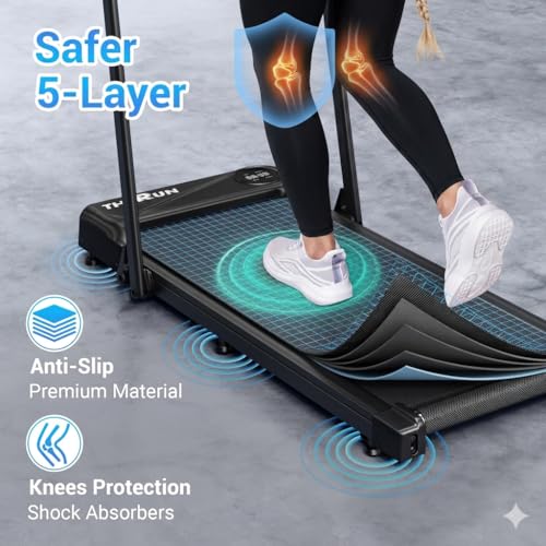 Image of THERUN Walking Pad with Handle Bar, Walking Pad Treadmill for Home, Compact Treadmills with APP, Under Desk Treadmill, Portable Treadmill with Quiet Core