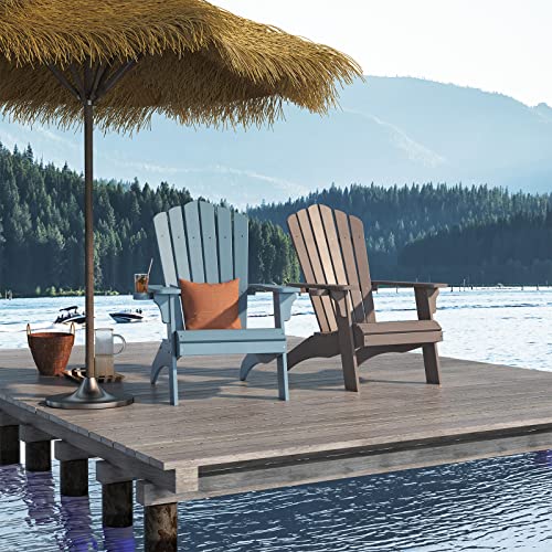 Efurden Adirondack Chair, Oversize And Weather Resistant Poly Lumber Chair With Cup Holder For Patio, Lawn And Garden, Brown #TOP1