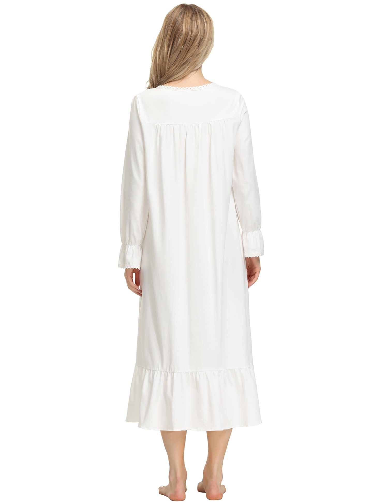 Verve Jelly Camisón para Mujer Vintage Victoriano Camisón Manga Larga Vestido Pijama Ligero Suave Homewear