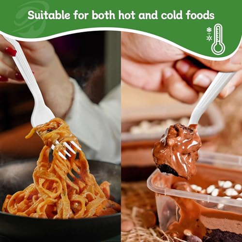 Biocean Plastic Forks 1000 Count Extra Heavy Duty Disposable Fork Bulk Plastic Forks White Silverware Reusable Disposable Cutlery for Home Restaurant Party Picnic
