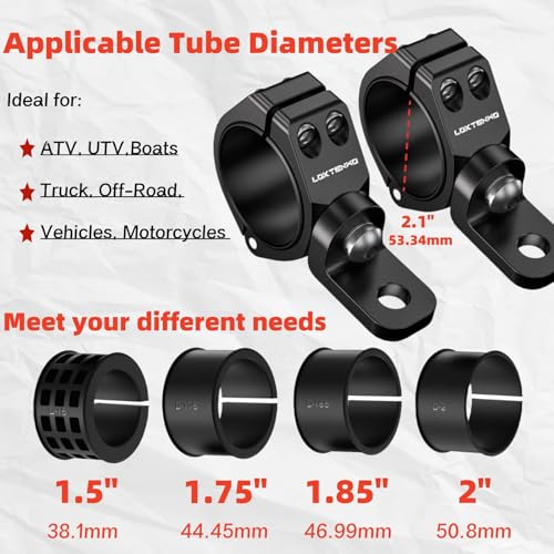 Loktenwo Thicken Utv Led Light Bar Mounts 2Pcs, Heavy Duty Cnc Aluminum 360° Adjustable Utv Whip Light Mount, Light Bar Bracket, Fit 1.5''/1.75''/1.85''/2''/2.1'' Roll Cage thumb #3