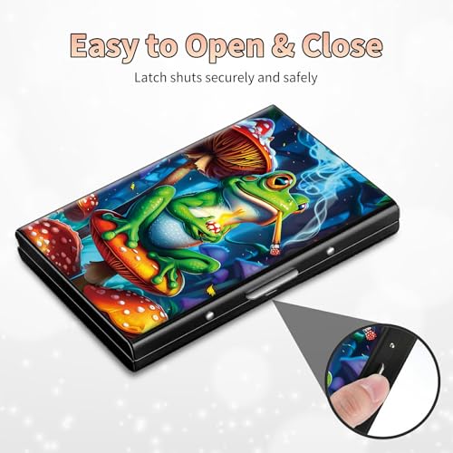 Image of Slim Credit Card Holder, Frog Smoke RFID Blocking Metal Wallet for Men & Women, Aluminum Minimalist Hard Case Pocket-Sized Business Cards Organizer (Fits Up to 10 Cards)