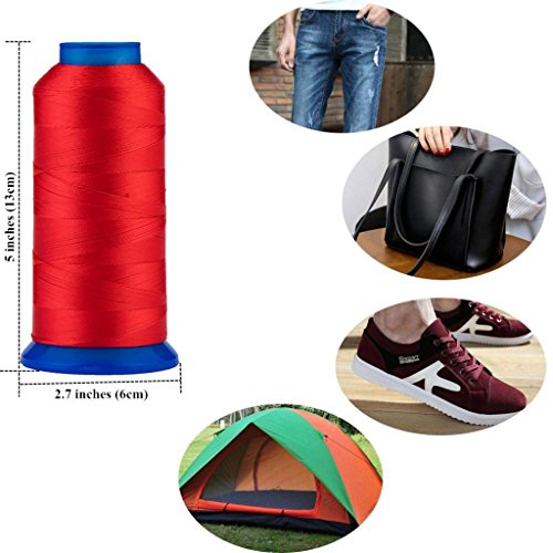 Selric [1500Yards / 30 Colors Available] Uv Resistant High Strength Polyester Thread #69 T70 Size 210D/3 For Upholstery, Outdoor Market, Drapery, Beading, Purses, Leather (Red) #TOP2