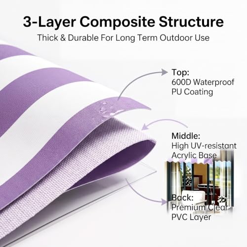 Tela de toldo impermeable 3.6x3m: recambio de lona acrílica para toldos de terraza 6