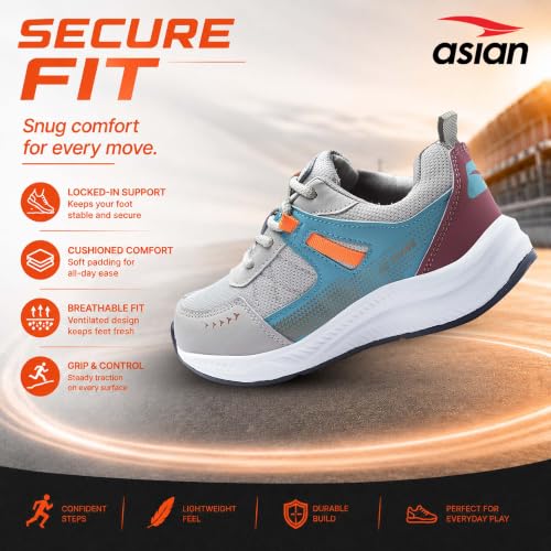 Image of ASIAN Boy's ADVENTURE-03-KIDS Sport Running & Walking Shoes with Ultra Bounce Technology Lightweight Synthetic Upper EVA Outsole Casual Lace-Up Shoes for Kid's & Boy's