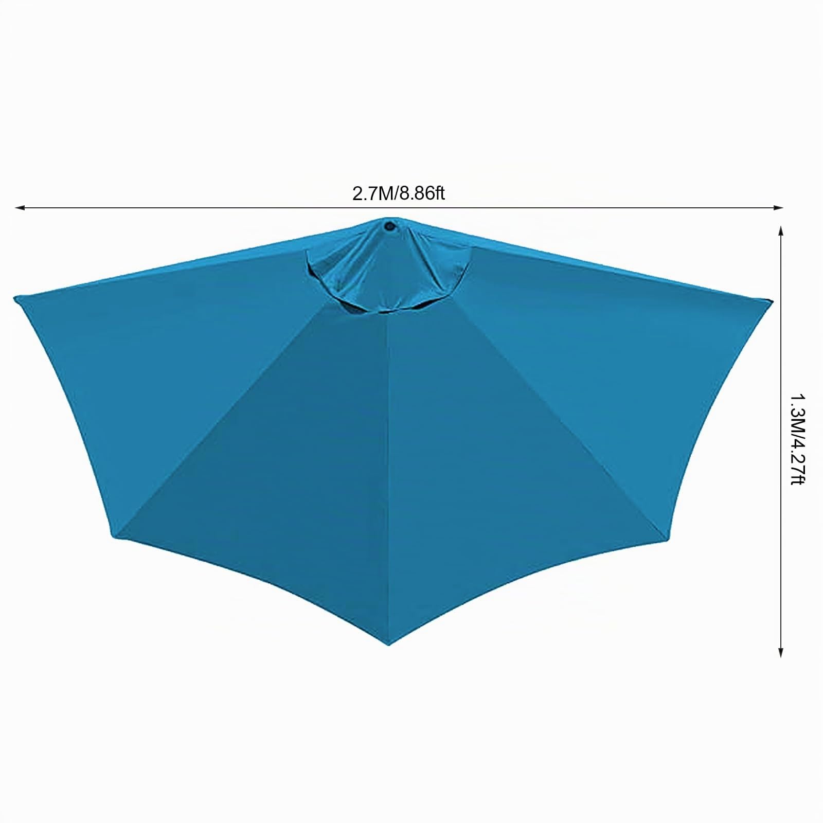Parasol semi-circulaire - 2,7 m - Grande manivelle - Protection UV 30+ - Toile de rechange - Protection solaire et pluie - Pour jardin, terrasse, cour, piscine - Polyester