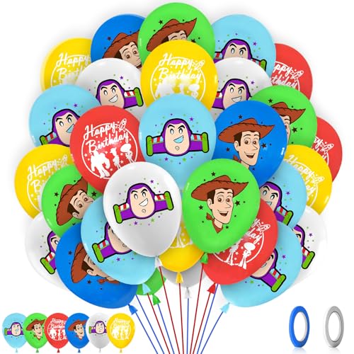 NTGFU Decoraciones de cumpleaños para niñas y niños, 32 globos de cumpleaños, globos de látex para niños, globos de feliz cumpleaños, globos de fiesta para decoraciones temáticas de feliz día de