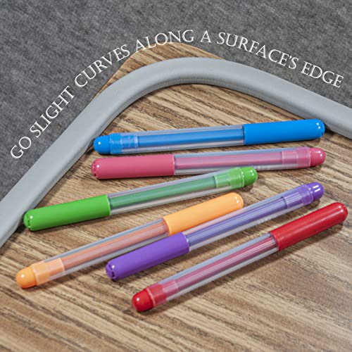 Image of urbanhouse Raised Edge Guard for Kids' Desks & Tables at School Or Home - Soft Foam Border to Prevent Items from Rolling Off, Adhesive‑Ready, Non‑Toxic, Flexible 6‑FT Strip - Grey