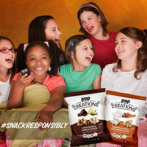 Poptime Creations Popcorn - Marshmallow & Cinnamon, 5Oz Bags (6 Pack), 2 Flavors In 1 Bag, Vegan, Kosher, Non-Gmo, Gluten Free #TOP4