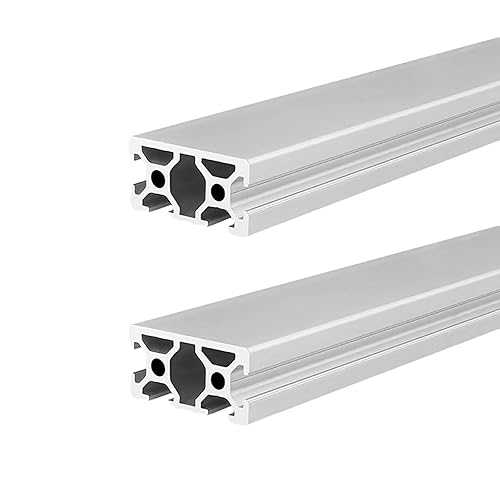 2040 extrusión de aluminio 1 cubierta de 80 pulgadas80.000 in de longitud, ranura en T plata, paquete de 2 unidades, aluminio extruido de 0.787 in x