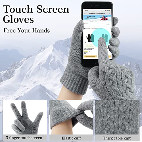 Womens Winter Beanie Hats Long Scarf Touchscreen Gloves Set Warm Knit Skull Caps Gifts for Women4