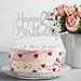 Silver Glitter Happy 25th Birthday Cake Topper - 25th Birthday Cake Topper, 25th Birthday Party Decoration