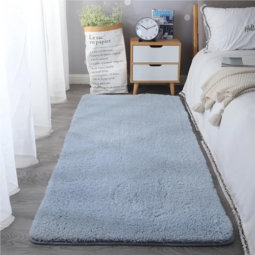 ZJEQZH Tapis Shaggy Poil Long, Doux et Confortable Décoration Moderne, Descente De Lit Antidérapante Lavable pour Salon et Chambre Adulte(Light Gray,60 x 90...