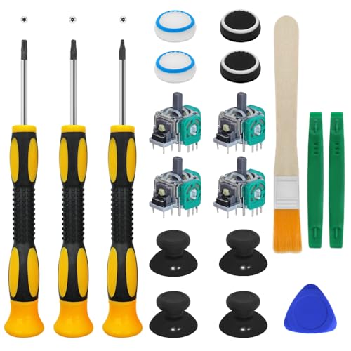 Image of 19 PCS Joysticks Replacement Parts Kit, SourceTon Bumper Buttons, Replacement Thumbsticks, Hat Silicone, brush, Hat Covers with T6 T8 T10 Repair Screwdriver Kit Compatible with Xbox One Controllers