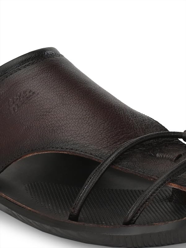 Image of HITZ Men's Brown Leather Casual Slippers