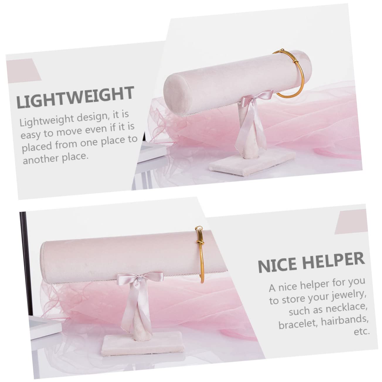 CIYODO Ornament Display Stand Bracelet Hair Ties Jewelry Bracelets Bracelet Display Stand Hair Scrunchie Stand Bangle Display Stand Wristband Watch Stand Bracelet Holder Display Rack Pink - Image 4