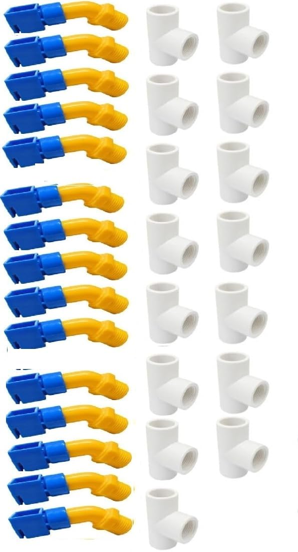 Solar Panel Cleaning Kit with Sprinkler System | 30-Piece Set | 1/2 Inch 15 PVC Water Spray Nozzles, 15 UPVC Tee Connectors | Automatic Solar Panel Washing System-image-47