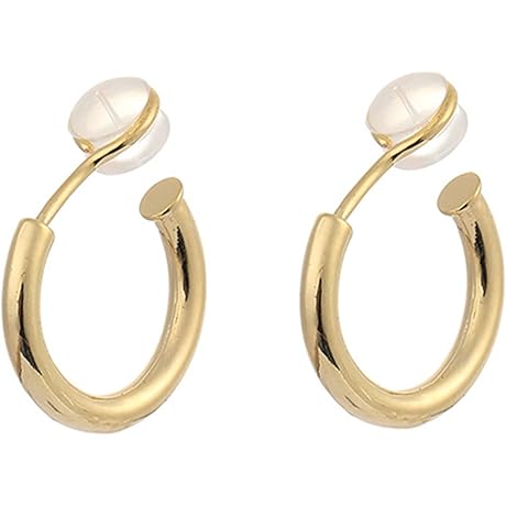 14K Gold Plated Non Pierced Hoop Clip On Earrings