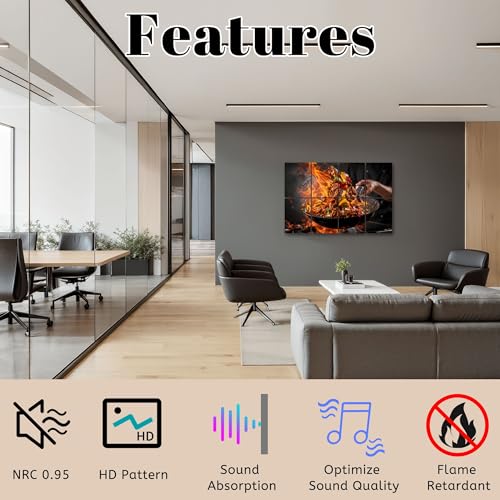 Paneles Acústicos Decorativos 8 Pack LAMOONHOME 48"x32" de Fibra de Poliéster Auto Adhesivos para Estudios y Hogar miniatura 3