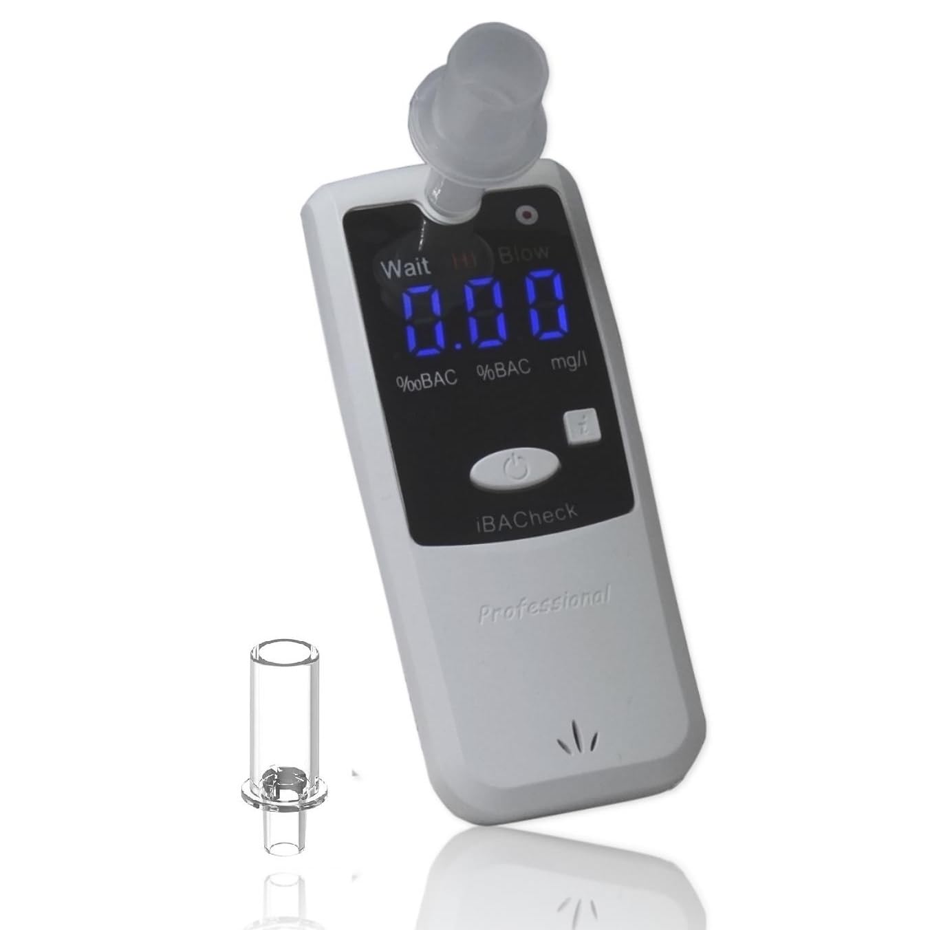 Breathalyzer with 10 Memories and LED Display, Visible at Night. Long Battery Life and Last 350 Test with Alkaline Batteries (White 178)