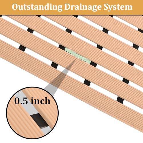 Image of Kuber Industries Pack of 2 Anti-Skid Mat for Bathroom with Rubber Base | 60x40 cm Shower Mats for Bathroom Anti Slip | Foot Mat for Preventing Slips & Falls in Wet Areas | Stripe Design - Beige
