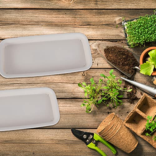 Yardwe House Plants 6Pcs Rectangular Plant Saucers Sturdy Plant Drip Tray Plastic Plant Water Tray Modern Plant Pot Saucers For Indoor Outdoor Use 24X11Cm Decorative Tray #TOP2