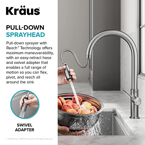 Kraus Allyn Modern Industrial Pull-Down Single Handle Kitchen Faucet In Brushed Gold, Kpf-2654Bg,17 3/8 Inch #TOP2
