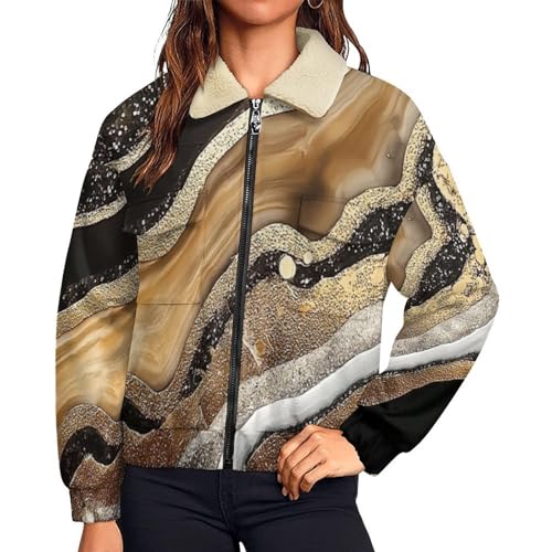 Veste polaire d'extérieur pour femme chaude et coupe-vent imprimé tendance